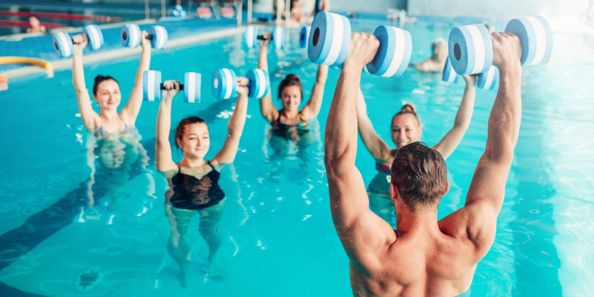 Aqua aerobics, healthy lifestyle, water sport